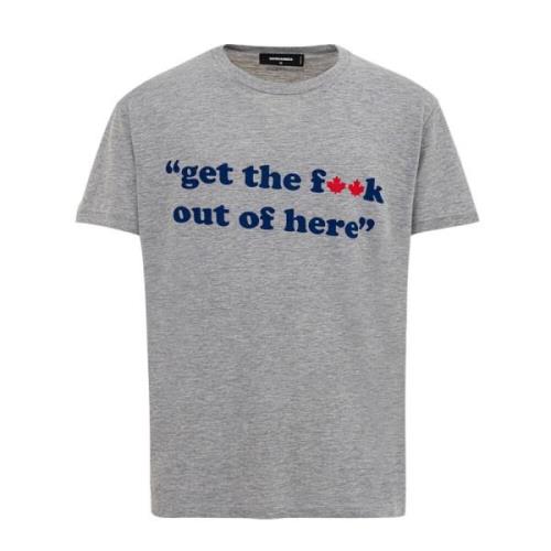 Bomuld T-shirt med Get the f**k.. Print