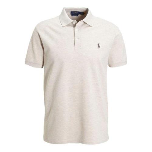 Beige Bomuldspolo Med Broderet Logo