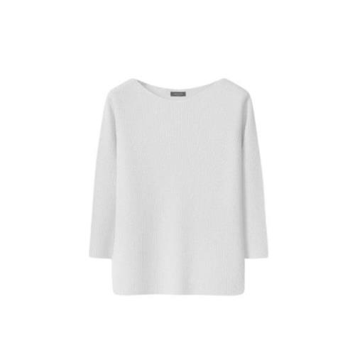 Hvid Sweater Bådhals Skinnende Detalje