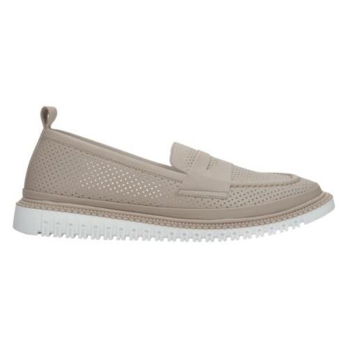 Beige Dames Perforerede Loafers på Elastisk Sål ER00112831