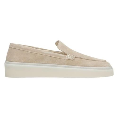 Kvinders Beige Loafers lavet af Ægte Italiensk Velour ER00114885