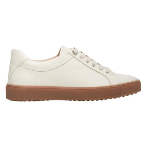 Kvinders Lyse Beige Platform Sneakers lavet af Ægte Læder