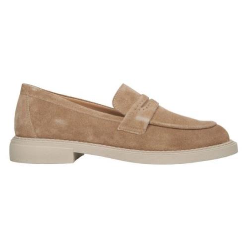 Kvinders Brune Penny Loafers lavet af Ægte Velour ER00114533