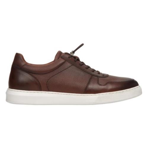 Herre Sadelbrun Læder Lav-Top Sneakers med en Elastisk Manchet ER00112...