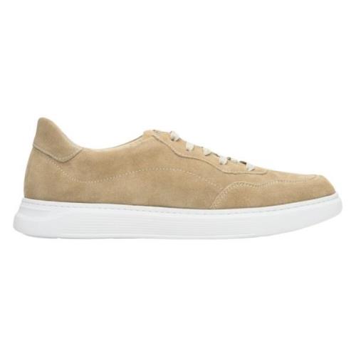 Herre Sand Beige Velour Lav-Top Sneakers ER00112950