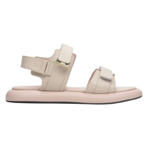 Kvinders Beige Læder Strappy Sandaler ER00113089