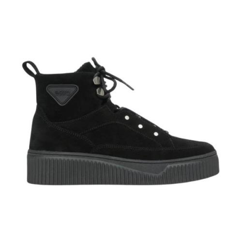 Kvinders Sorte High-Top Sneakers med Isolering lavet af Ægte Ruskind E...