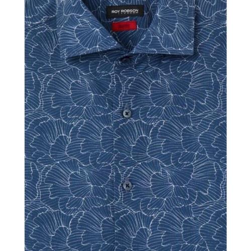 Casual Navy Print Skjorte