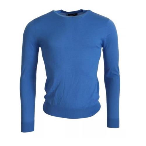 Blå Uld Crewneck Pullover Sweater