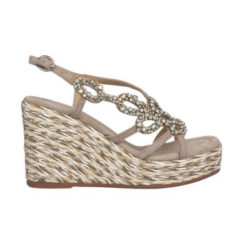 Flettet kile sandal med rhinestones