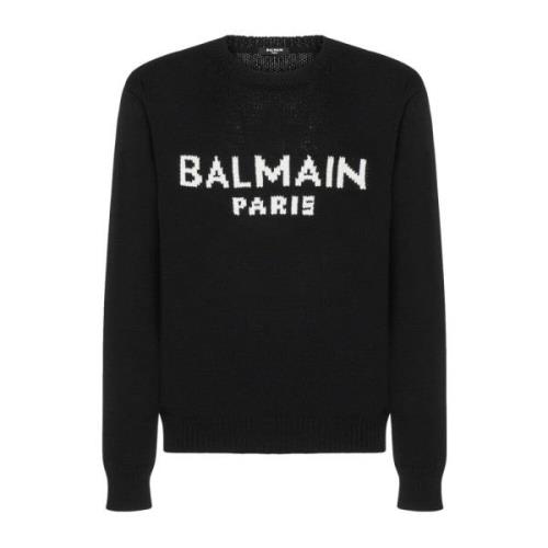 Logo Uld Sweater med Ribbede Trim