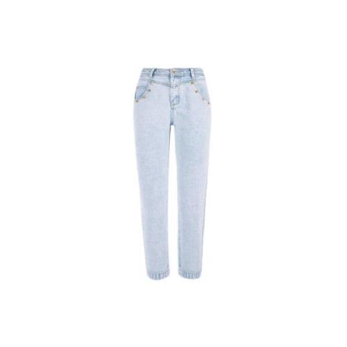 Stud Detail Light Wash Denim Jeans