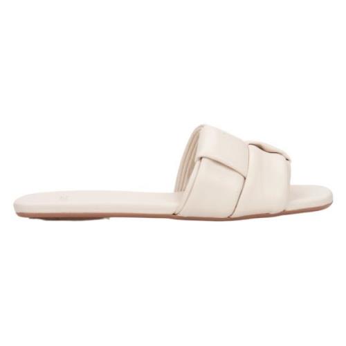 Kvinders Lyse Beige Patch Læder Slide Sandaler ER00115228