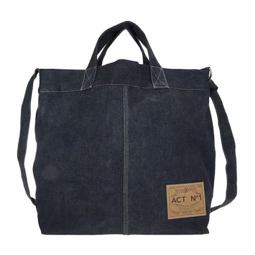 Denim Skuldertaske med Logo