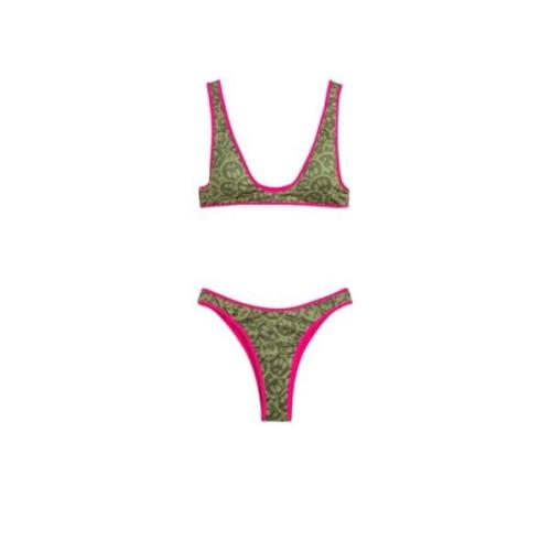 Militærgrøn Fuchsia Bikini med Logo