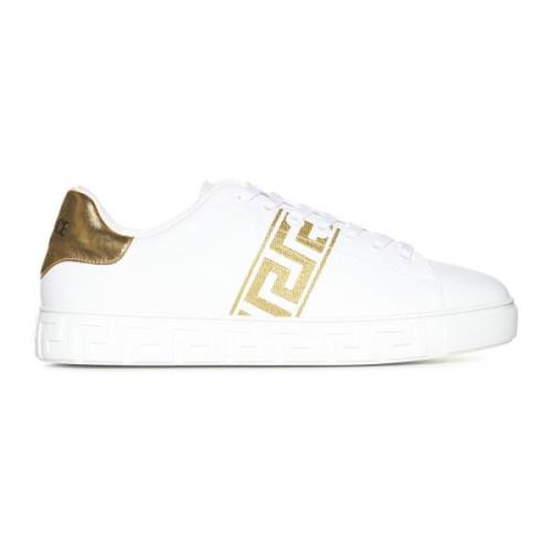 Hvide Guld-tone Sneakers med Greca Motif