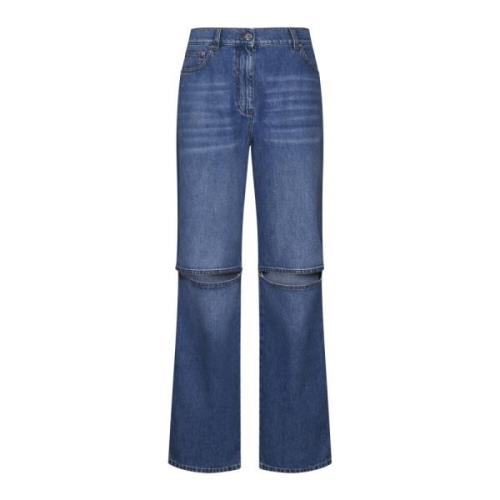 Blå Cut Out Bootcut Jeans