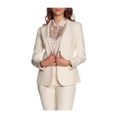 Beige Blazer Jakke Elfenben Syntetisk Stof