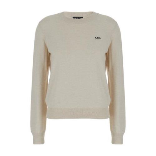 Beige Crewneck Sweater med APC Broderi