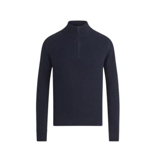 Blå Quarter Zip Jumper Vaffelstrik