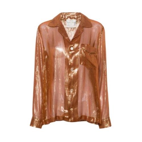 Bronze Metallic Silke Skjorte