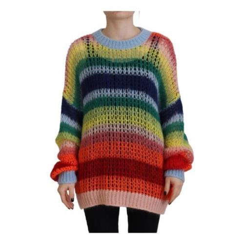 Multifarvet Mohair Crewneck Sweater