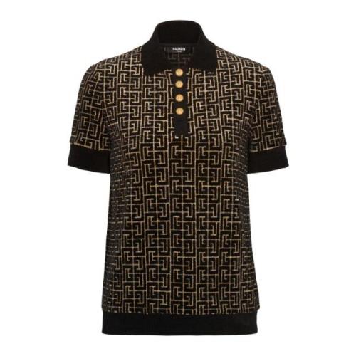 Monogrammeret fløjl jacquard polo shirt