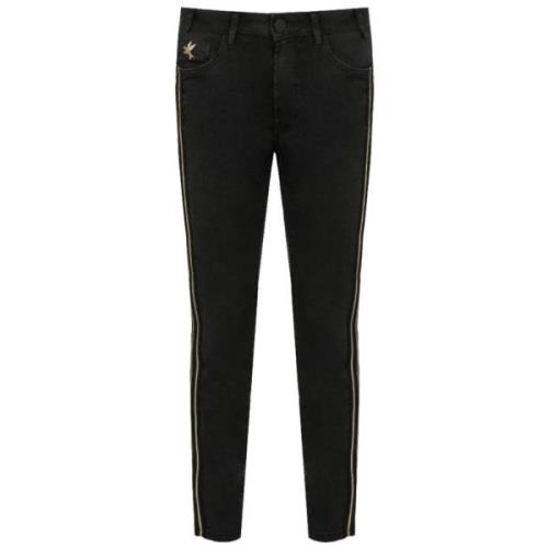 Sorte Skinny Jeans med Guld Detaljer