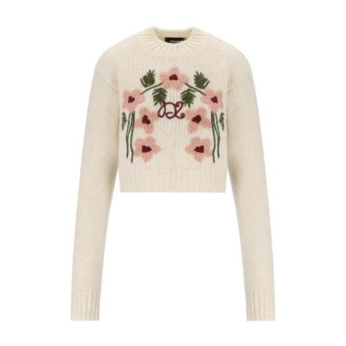 Blomstret Jacquard Creme Sweater