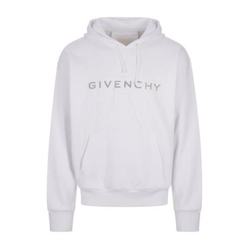 Hvid Logo Print Hættetrøje Sweater