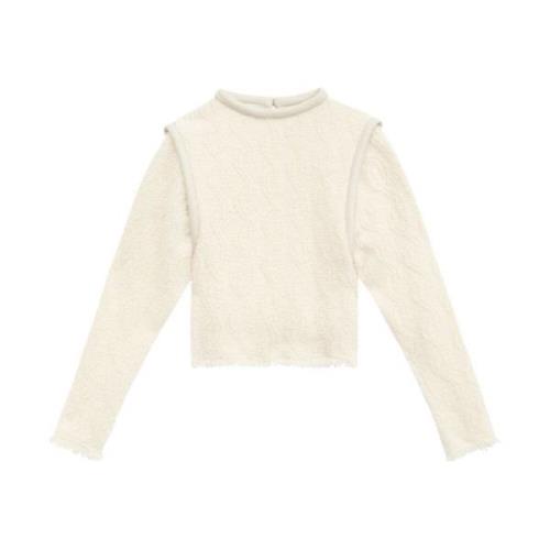 Strikket Beige Sweater Tekstureret Finish