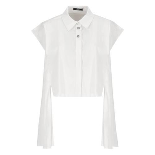 Hvid Ærmeløs Asymmetrisk Skjorte