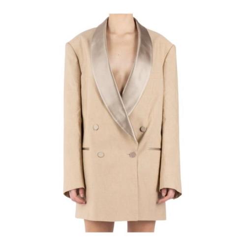 Creme Oversize Tuxedo Blazer