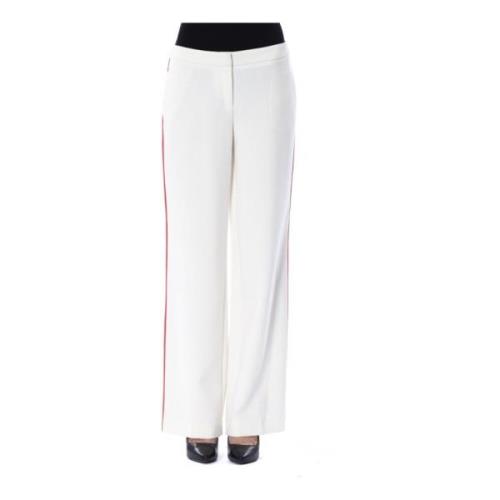 Hvide polyester jeans med sidelæns striber