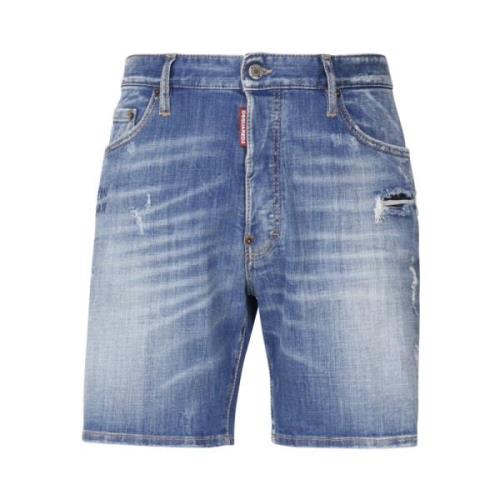 Blå Bomuld Elastan Shorts