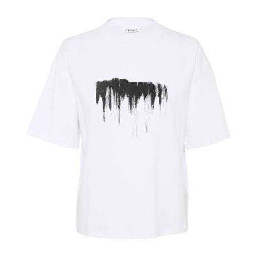 Grafisk Print Boxy Tee Bright White