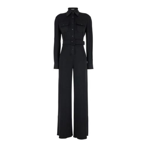 Sort Satin Stretch Jumpsuit