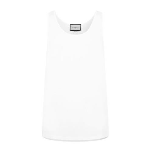 Logo Tank Top Hvid Bomuld Italien