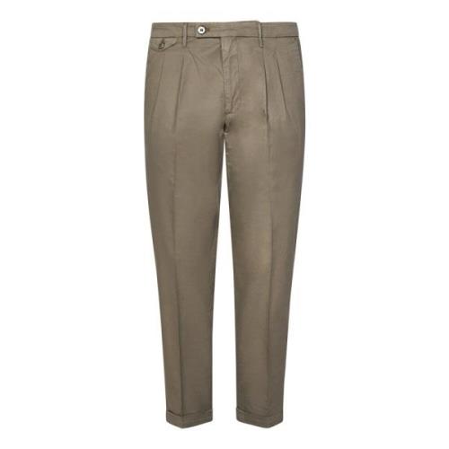 Slim Fit Mud-Colored Cotton Trousers