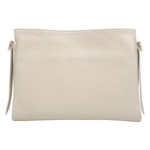 Kvinders Mælke-Beige Crossbody Taske lavet af Premium Italiensk Ægte L...