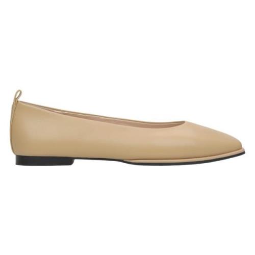 Kvinders Beige Læder Ballet Flats ER00115273