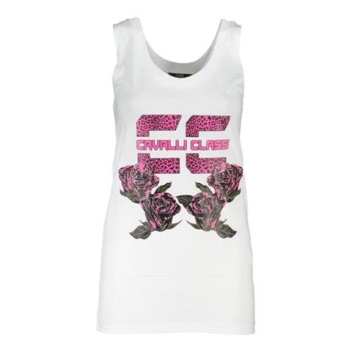 Hvid Bomuld Tank Top med Print