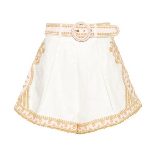 Hvide Broderede Flare Shorts