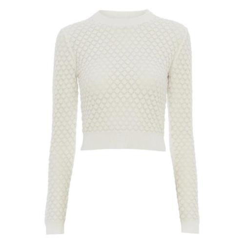 Hvid Crewneck Silke Bomuld Sweater