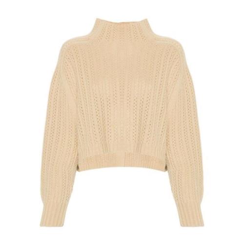 Beige Uld-Kashmir Sweater Tricot Strik