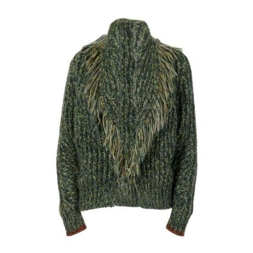 Dyb V-hals Frynsestrik Cardigan