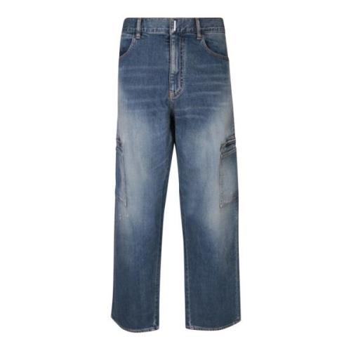 Blå Cargo Stil Bomuld Jeans