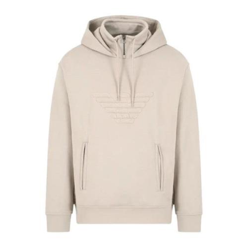 Beige Sweatshirt med Maxi Logo og Hætte