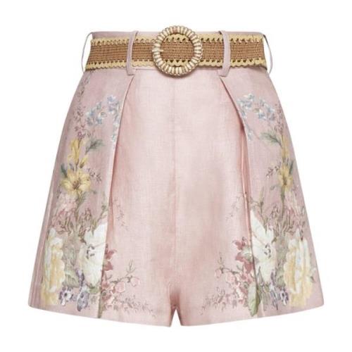 Blomstret Linned Shorts