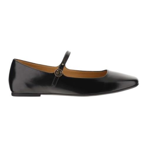 Læder Ballet Flats Almond Toe Strap